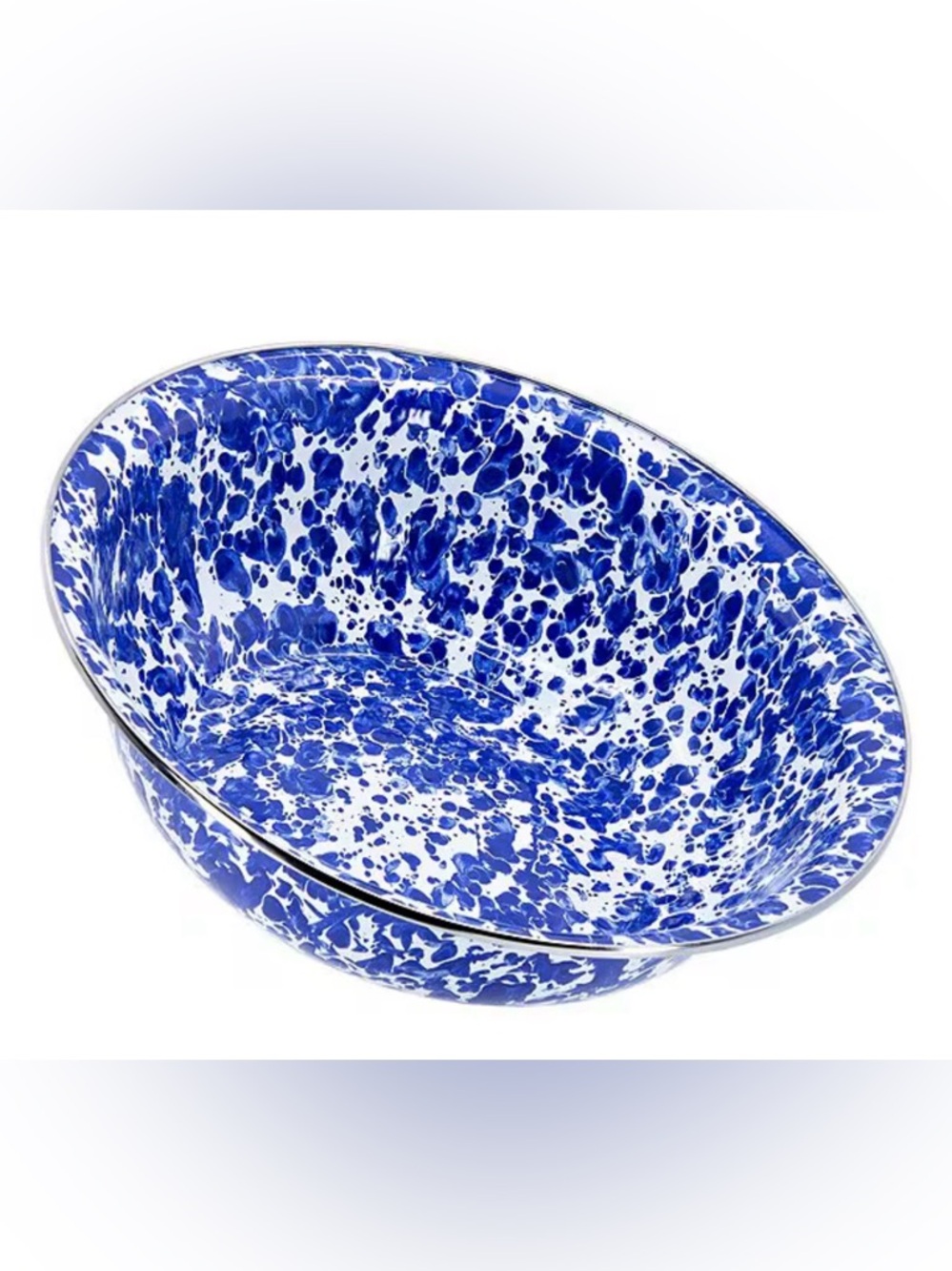 Blue Splatter Enamel Serving Bowl - Home Kitchen